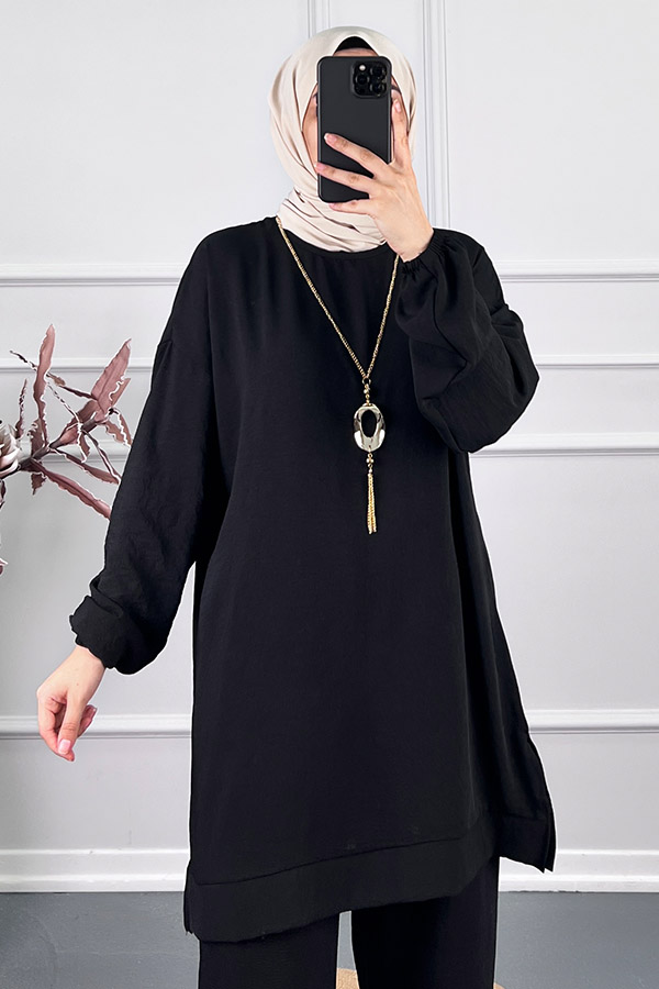 Kolyeli Tunik - Siyah