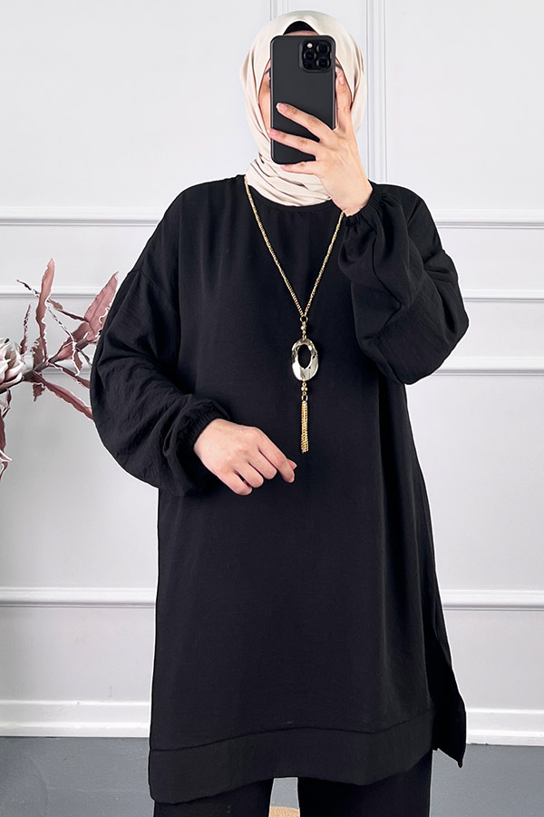 Kolyeli Tunik - Siyah