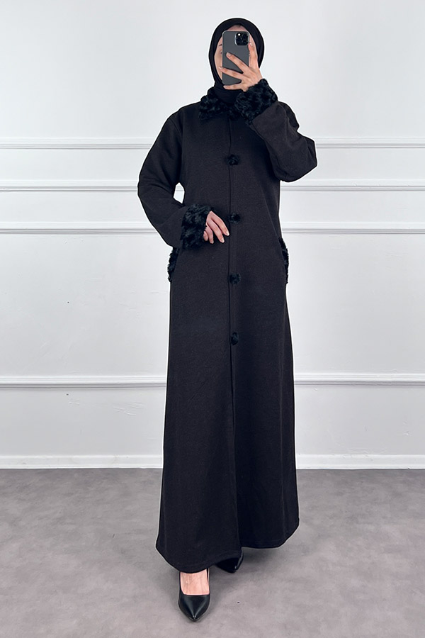 Kürk Detaylı Ferace - Kahverengi Kürk Detaylı Ferace - Kahverengi