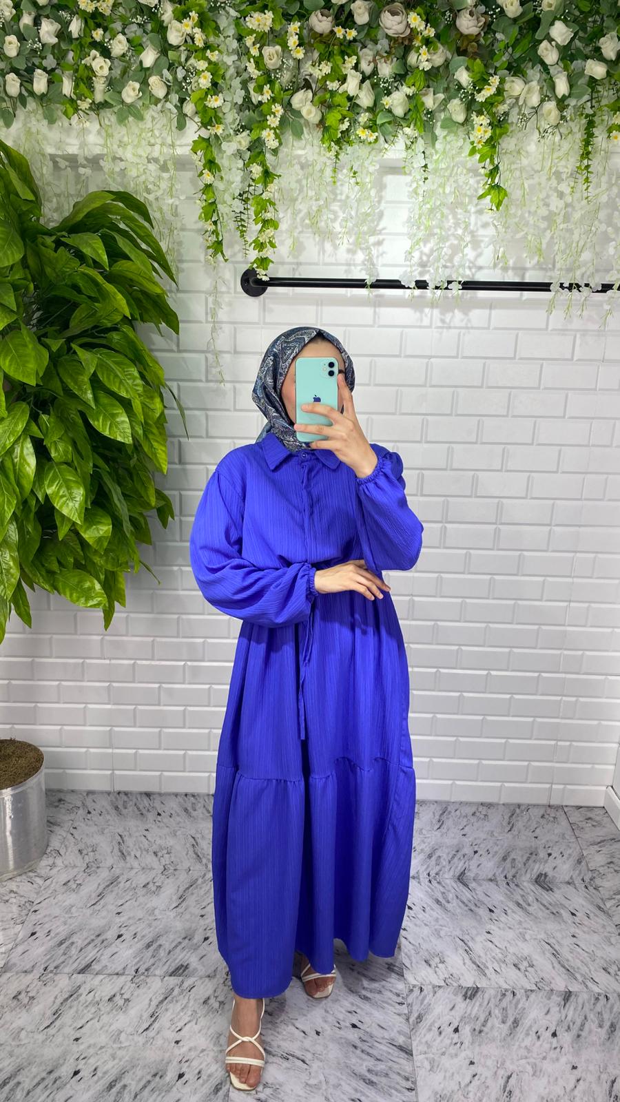 Lara Kumaş Elbise - Mavi