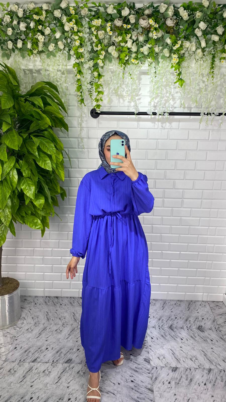 Lara Kumaş Elbise - Mavi