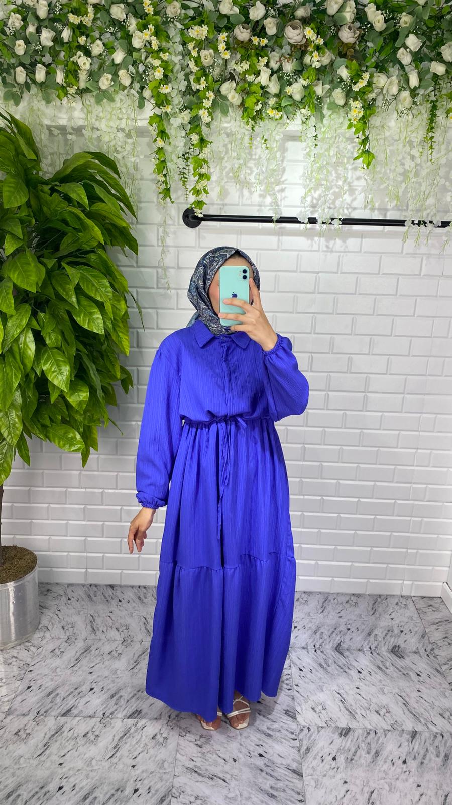 Lara Kumaş Elbise - Mavi