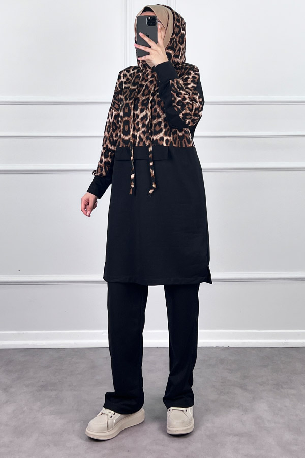 Leo Detaylı İkili Takım - Siyah