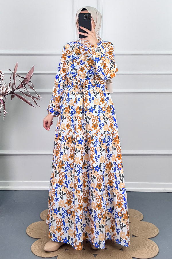 Manolya Tesettür Elbise - Kahverengi