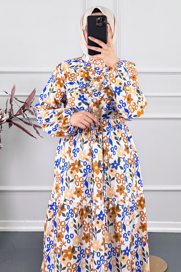 Manolya Tesettür Elbise - Kahverengi