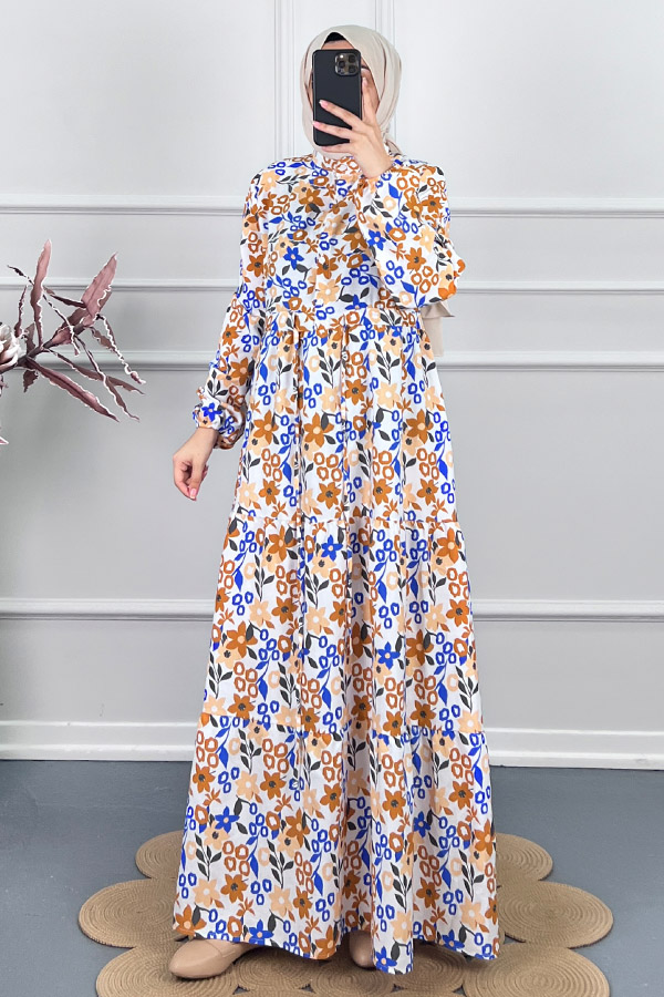 Manolya Tesettür Elbise - Kahverengi