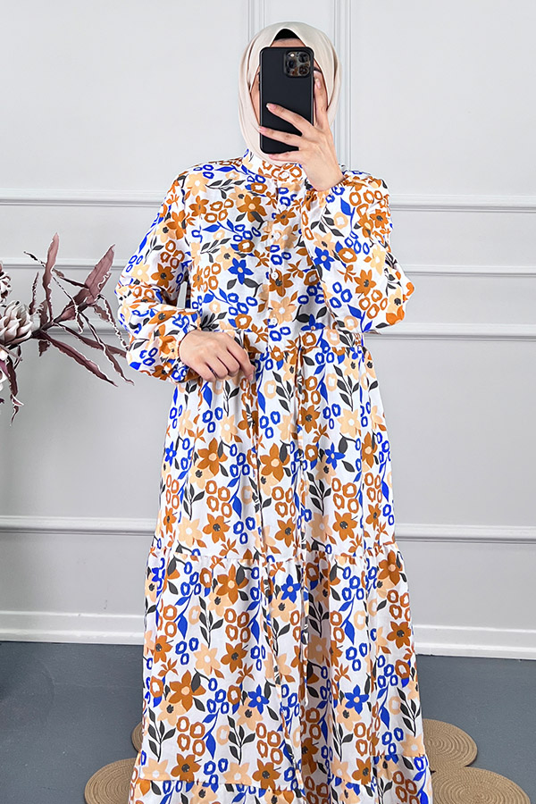 Manolya Tesettür Elbise - Kahverengi