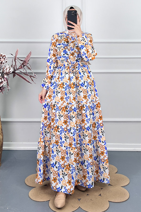 Manolya Tesettür Elbise - Kahverengi