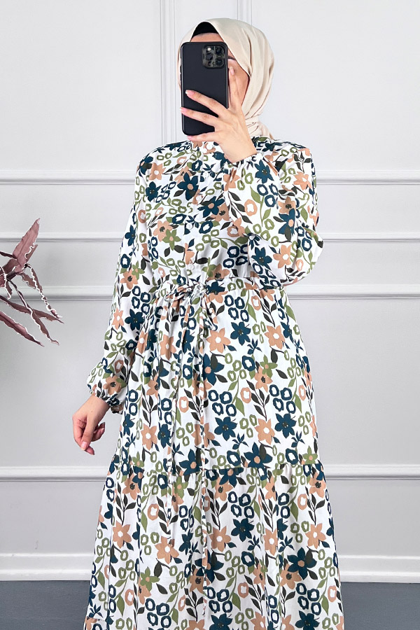 Manolya Tesettür Elbise - Yeşil