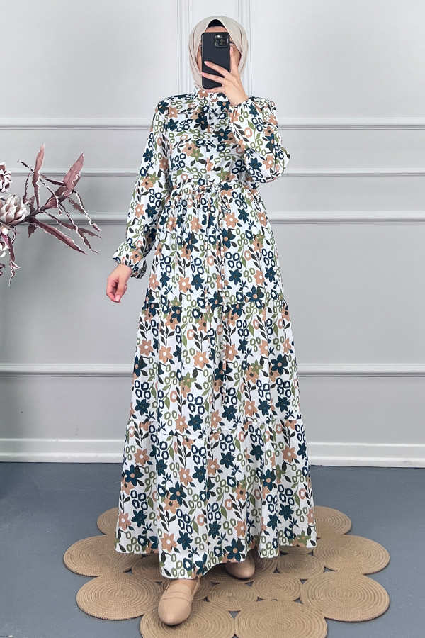 Manolya Tesettür Elbise - Yeşil