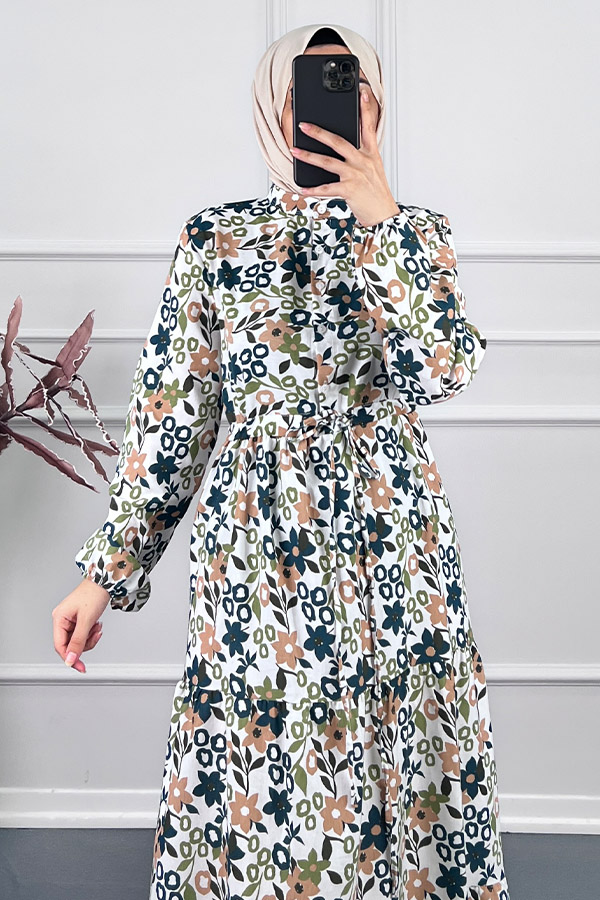 Manolya Tesettür Elbise - Yeşil