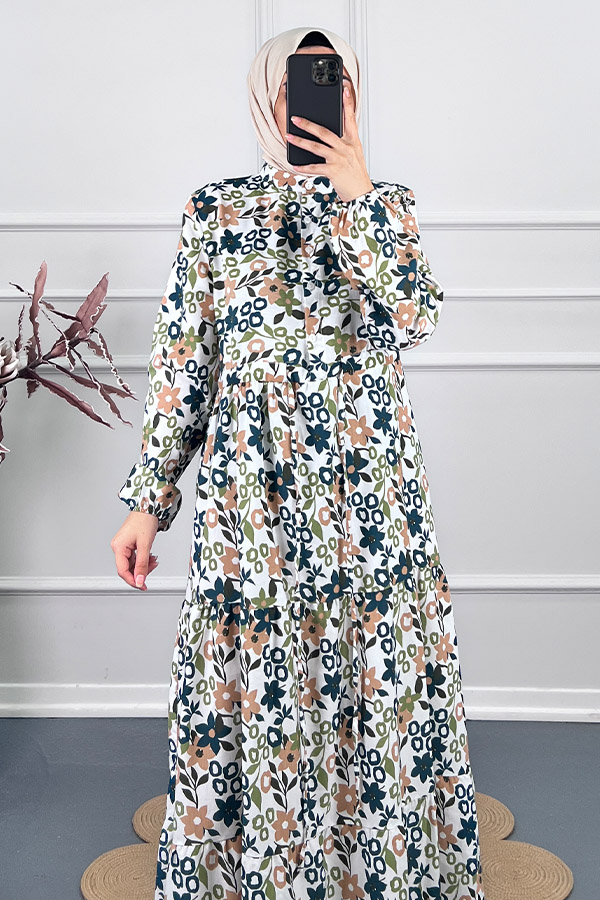 Manolya Tesettür Elbise - Yeşil