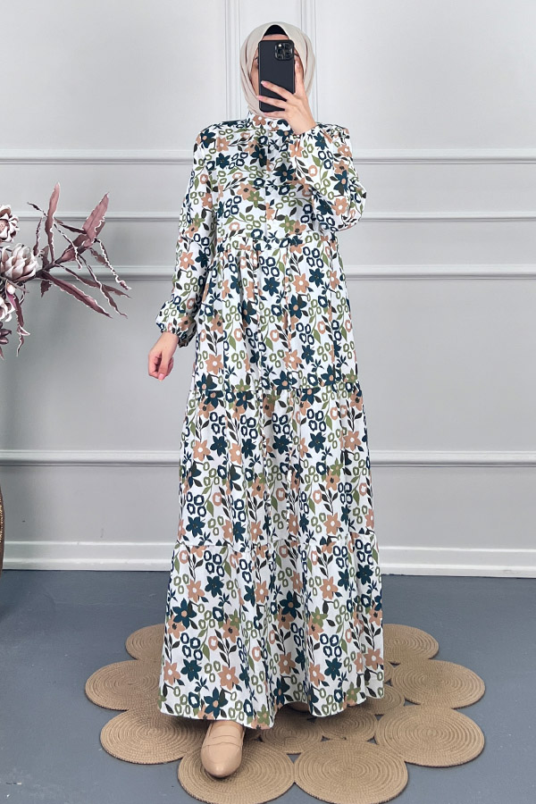 Manolya Tesettür Elbise - Yeşil