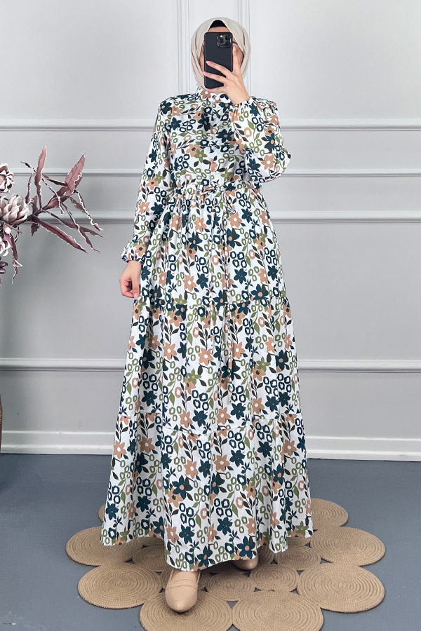 Manolya Tesettür Elbise - Yeşil