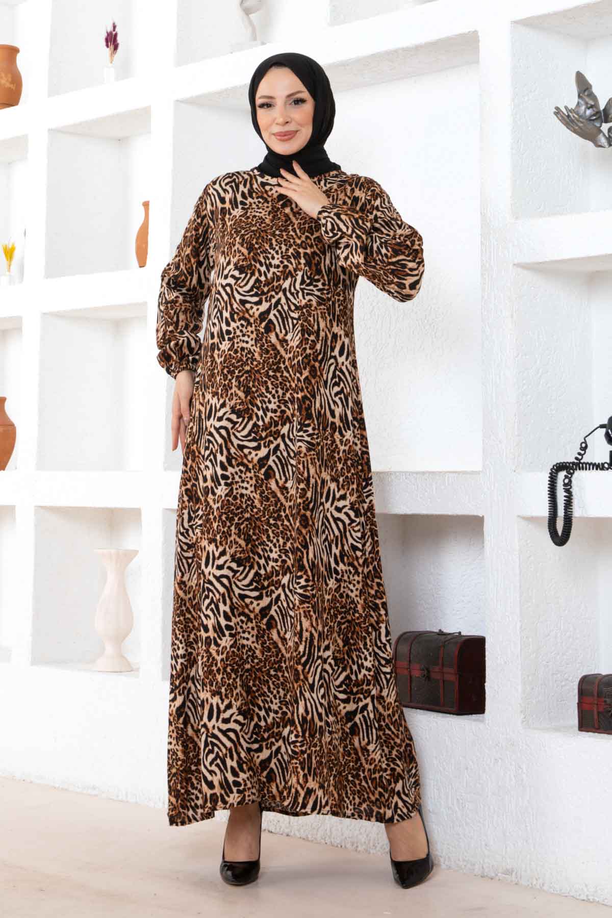 Modern Leo Desenli Elbise