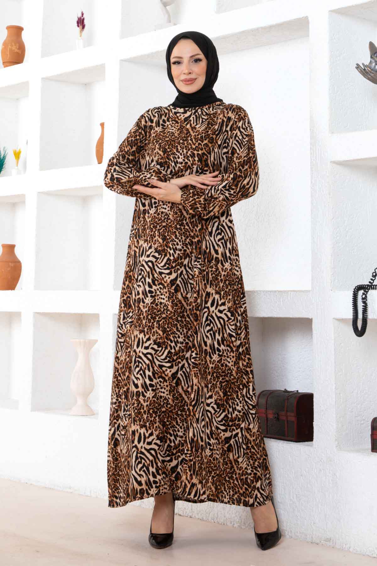 Modern Leo Desenli Elbise