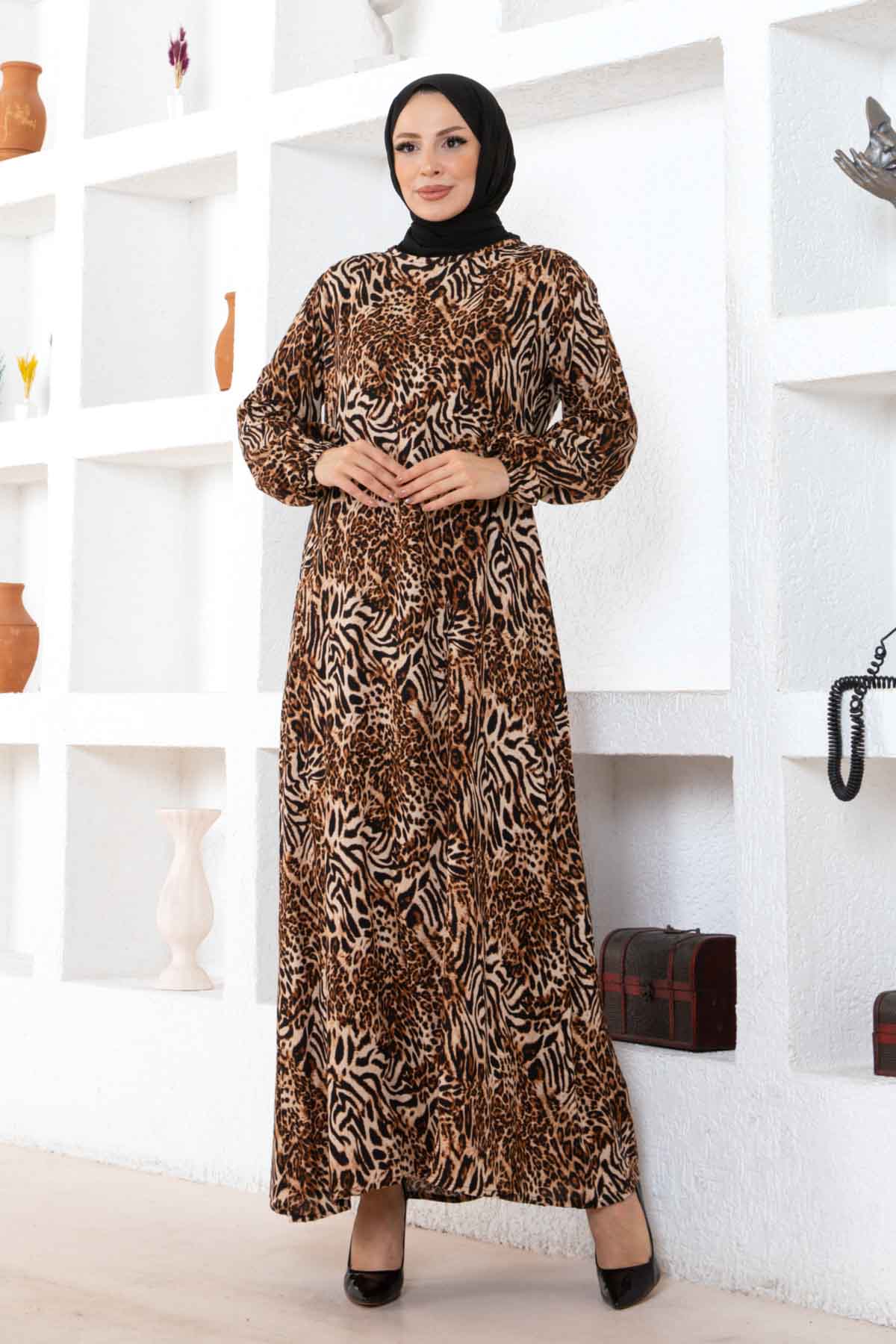 Modern Leo Desenli Elbise