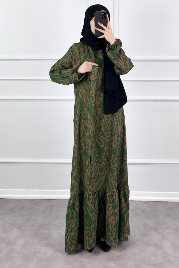 Nilüfer Elbise - Koyu Yeşil