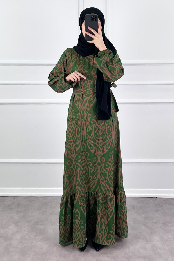 Nilüfer Elbise - Koyu Yeşil