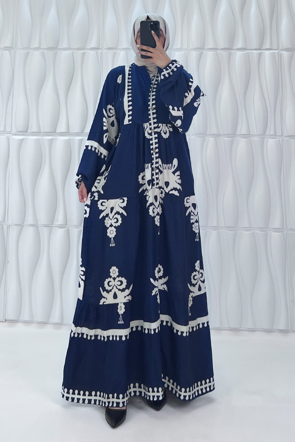 Nilüfer Tesettür Elbise - Mavi