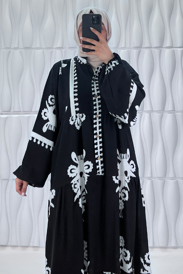 Nilüfer Tesettür Elbise - Siyah