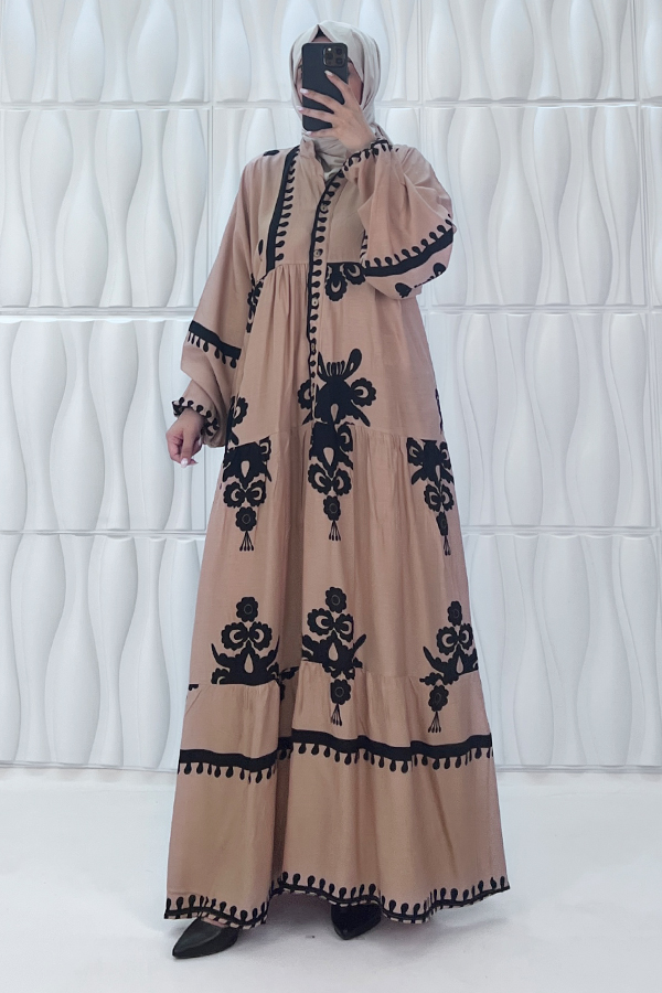 Nilüfer Tesettür Elbise - Vizon