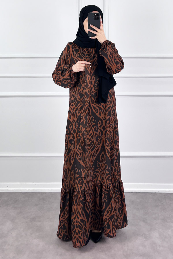 Nilüfer Elbise - Kahverengi