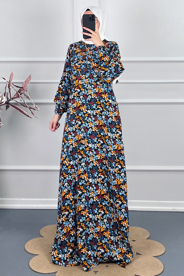 Pamuk Viskon Belden Oturtmalı Elbise - Siyah