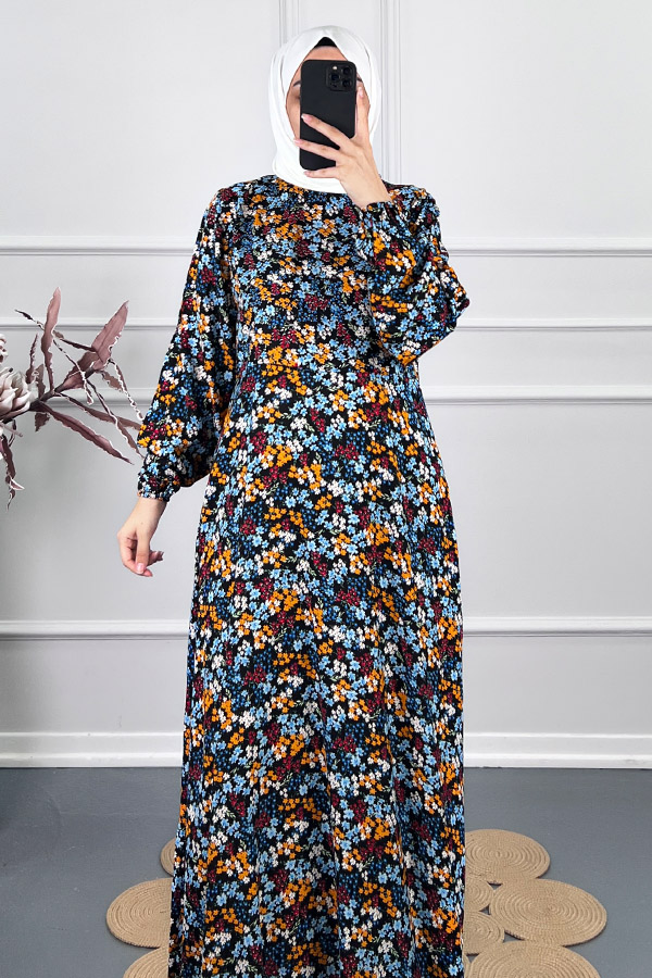 Pamuk Viskon Belden Oturtmalı Elbise - Siyah