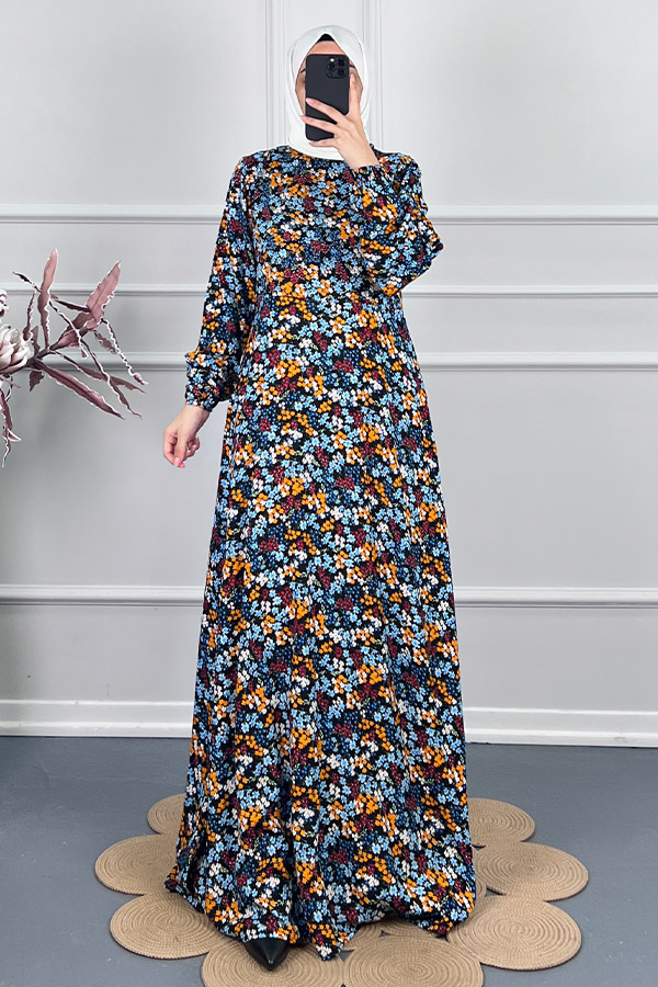 Pamuk Viskon Belden Oturtmalı Elbise - Siyah