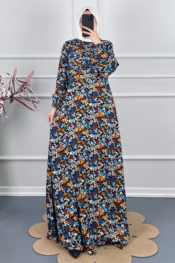 Pamuk Viskon Belden Oturtmalı Elbise - Siyah