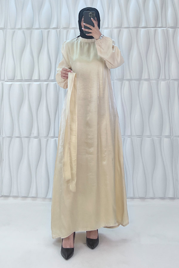 Parıltılı Kumaş Elbise - Taş