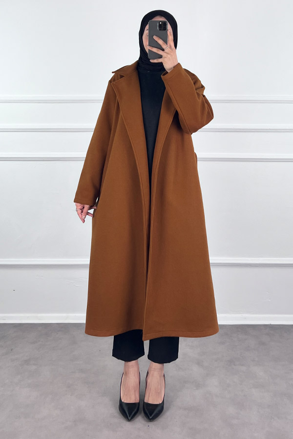 Premium Kaşe Kaban - Taba