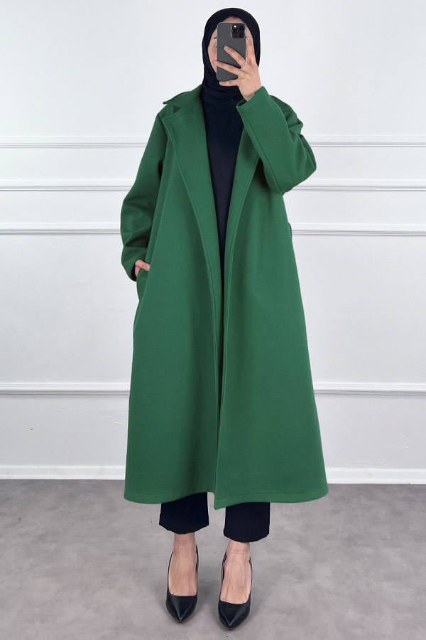 Premium Kaşe Kaban - Zümrüt Yeşili