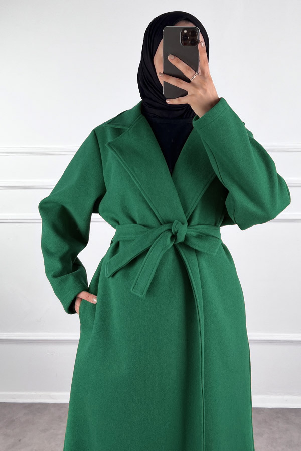 Premium Kaşe Kaban - Zümrüt Yeşili