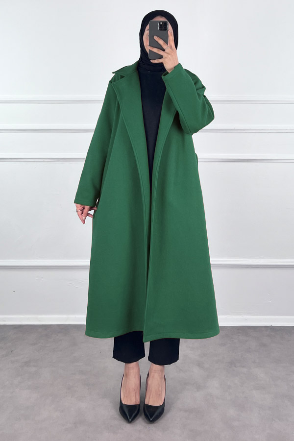 Premium Kaşe Kaban - Zümrüt Yeşili