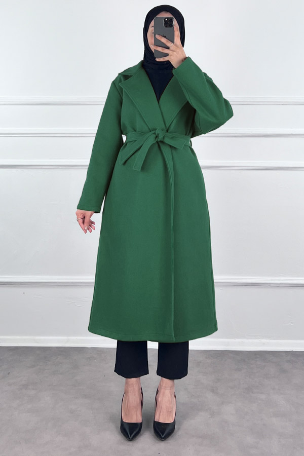 Premium Kaşe Kaban - Zümrüt Yeşili