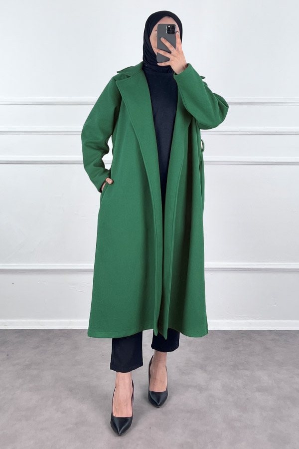 Premium Kaşe Kaban - Zümrüt Yeşili