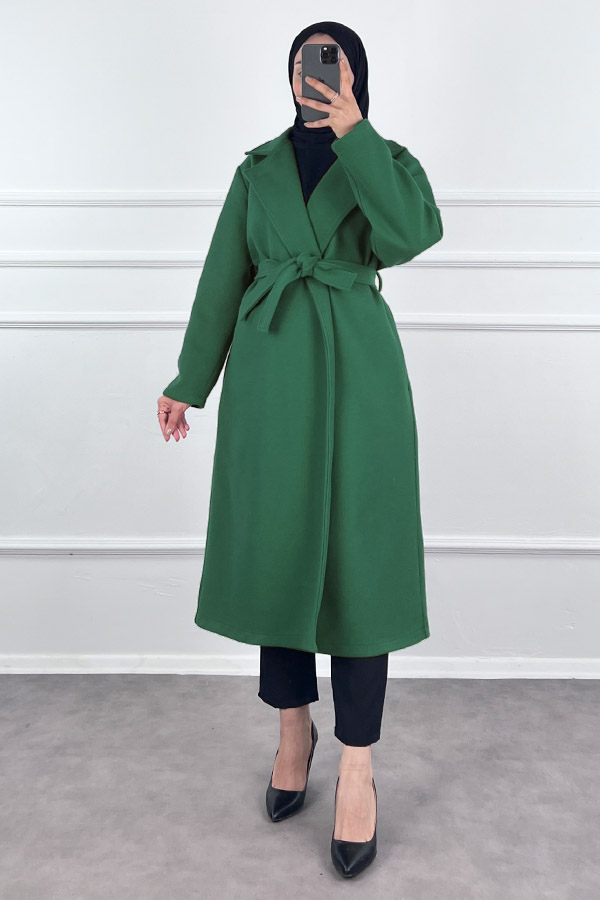 Premium Kaşe Kaban - Zümrüt Yeşili