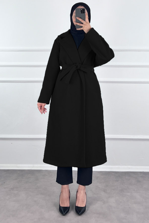 Premium Kaşe Kaban - Siyah