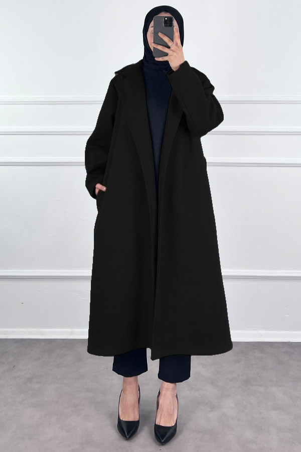 Premium Kaşe Kaban - Siyah