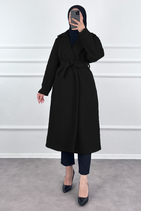 Premium Kaşe Kaban - Siyah