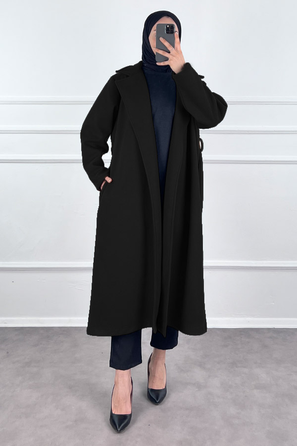 Premium Kaşe Kaban - Siyah