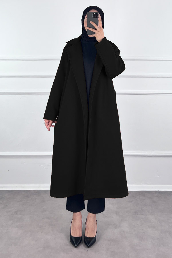 Premium Kaşe Kaban - Siyah