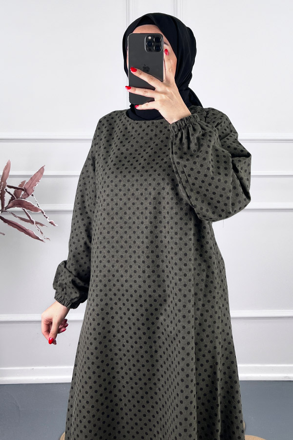 Puantiyeli Uzun Tunik - Yeşil