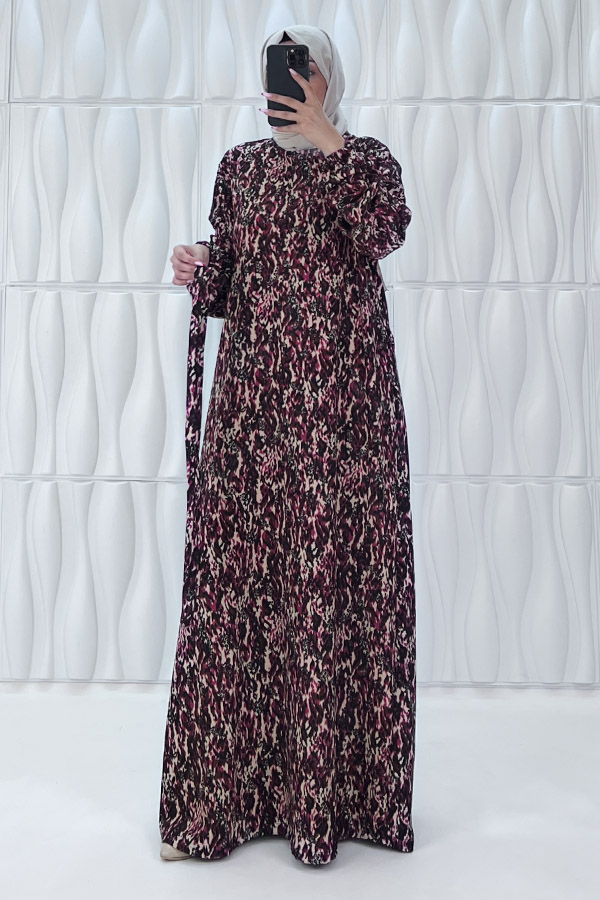 Retro Tesettür Elbise - Siyah