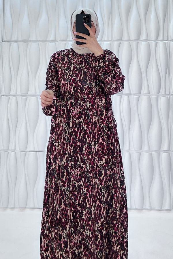 Retro Tesettür Elbise - Siyah