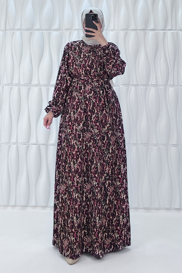 Retro Tesettür Elbise - Siyah