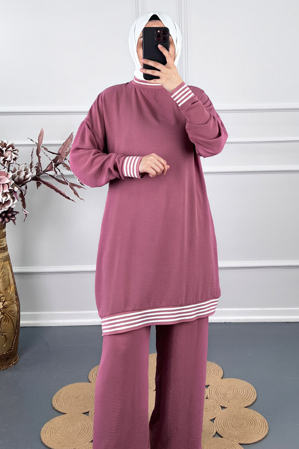 Ribanalı İkili Takim - Pembe Ribanalı İkili Takim - Pembe