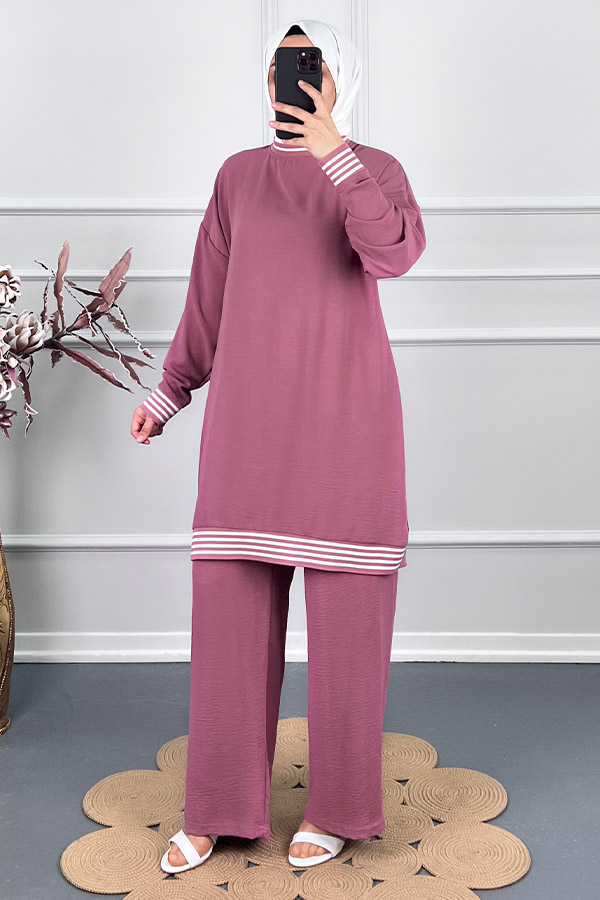 Ribanalı İkili Takim - Pembe Ribanalı İkili Takim - Pembe